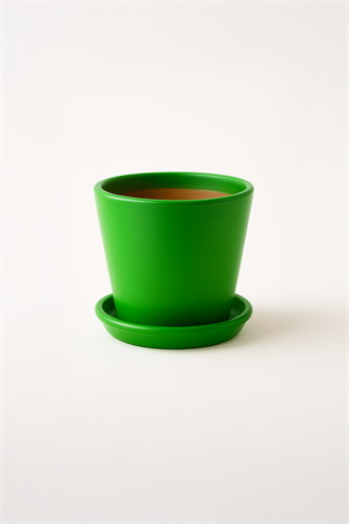 Evdek Tabaklı Yeşil Konik Çömlek Saksı 14x15 Cm