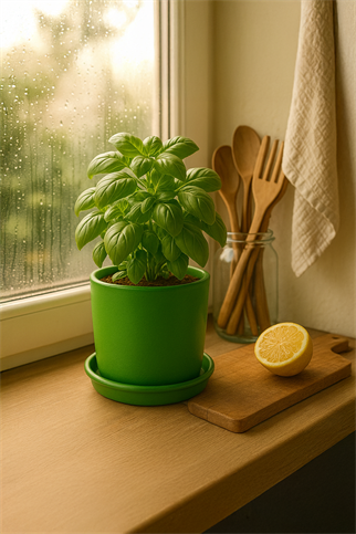 Evdek Tabaklı Yeşil Silindir Çömlek Saksı 22x22 Cm