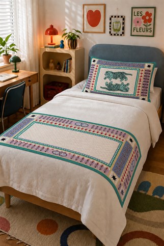 Evdek Tek Kişilik Kapitoneli Yatak Runner ve Yastık Seti 60x150 Cm 6ETD10