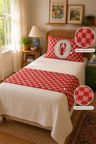 Evdek Tek Kişilik Kapitoneli Yatak Runner ve Yastık Seti 60x150 Cm 6ETD6