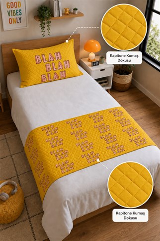 Evdek Tek Kişilik Kapitoneli Yatak Runner ve Yastık Seti 60x150 Cm 6ETD7