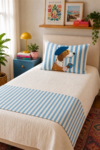 Evdek Tek Kişilik Kapitoneli Yatak Runner ve Yastık Seti 60x150 Cm 6ETD3