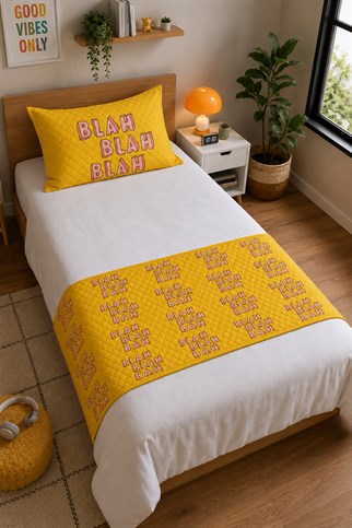 Evdek Tek Kişilik Kapitoneli Yatak Runner ve Yastık Seti 60x150 Cm 6ETD7