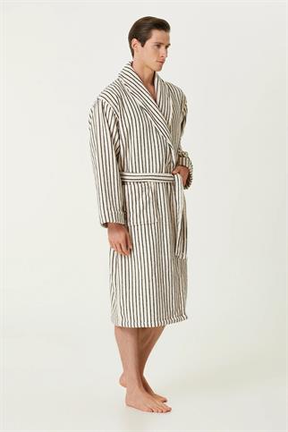 İrya In Lines Erkek Pamuk Bornoz Ekru S/M