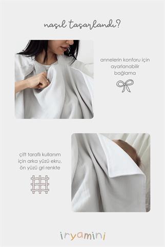 İrya Joy Of Colors Organik Pamuk 4 Katlı Müslin Emzirme Önlüğü Gri