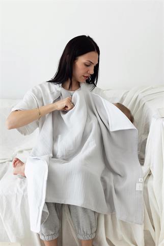 İrya Joy Of Colors Organik Pamuk 4 Katlı Müslin Emzirme Önlüğü Gri