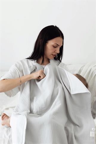 İrya Joy Of Colors Organik Pamuk 4 Katlı Müslin Emzirme Önlüğü Gri