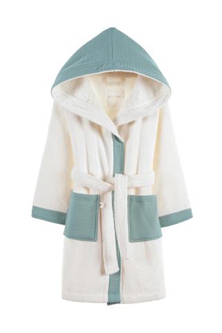 İrya Joy Of Colors Organik Pamuk Müslin Çocuk Bornoz Yeşil 4-5 Yaş