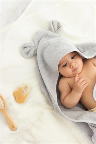 İrya Tiny Bear Organik Pamuklu Kundak Gri 75x75 Cm