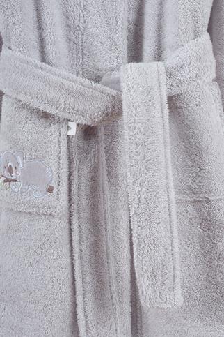 İrya Tiny Koala Organik Pamuklu Nakışlı Çocuk Bornuzu Gri 6-7 Yaş