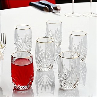 Kosova Kristal Kahve Yanı Bardak Gold 6lı