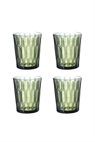 Lucky Art Almera Cam Su Bardağı Seti Yeşil 4 Parça