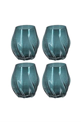 Lucky Art Florance Cam Su Bardağı Seti Mavi 4 Parça