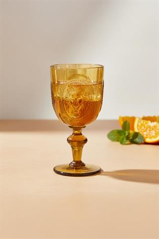 Lucky Art Palmera Cam Kadeh Seti Amber 4 Parça