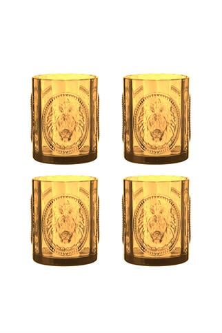 Lucky Art Palmera Cam Su Bardağı Seti Amber 4 Parça