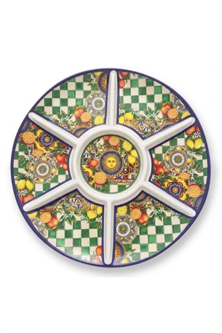 Lucky Art Sanora Yuvarlak Melamin 7 Bölmeli Dönen Meze Tabak Seti