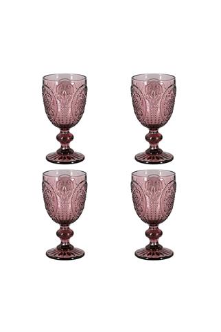 Lucky Art Velora Cam Kadeh Seti Mor 4 Parça