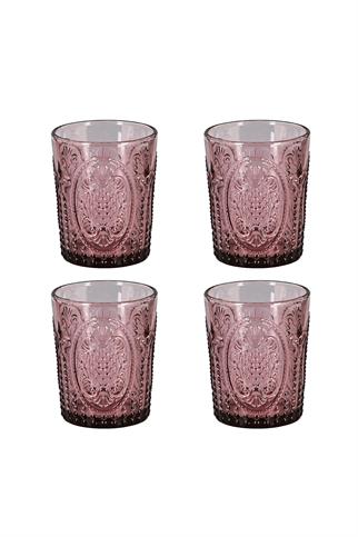 Lucky Art Velora Cam Su Bardağı Seti Mor 4 Parça