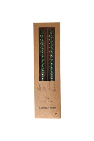 Porland Christmas Glow Şamdan Mum Yeşil 2li 25 cm