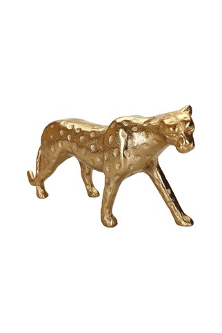 Porland Leopar Altın Rengi Dekoratif Obje 8x20x44 Cm