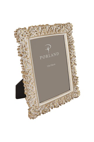 Porland Liona Beyaz&Altın Rengi Polyresin Çerçeve 13x18 cm