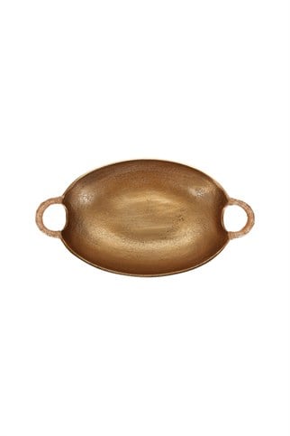 Porland Milos Altın Rengi Oval Derin Tepsi 40x23x9 cm