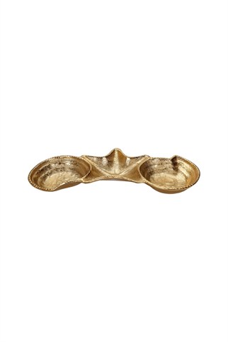 Porland Oceana Altın Rengi Dekoratif Tabak 4x16x44 cm