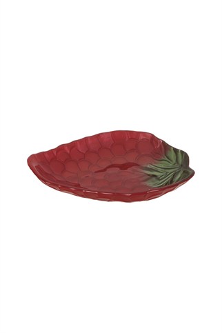Porland Üzüm Cam Çerezlik Bordo-Yeşil 16 Cm