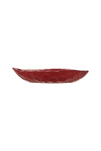 Porland Üzüm Cam Çerezlik Bordo-Yeşil 16 Cm