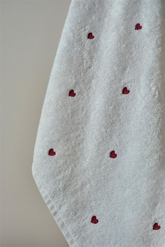 Royal Nazik Amore Banyo Havlu Krem-Kırmızı 90x150 Cm