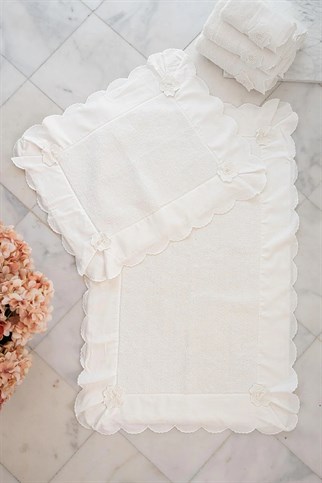 Royal Nazik Hanzade Paspas Set Krem 2li 50x60-60x100 Cm