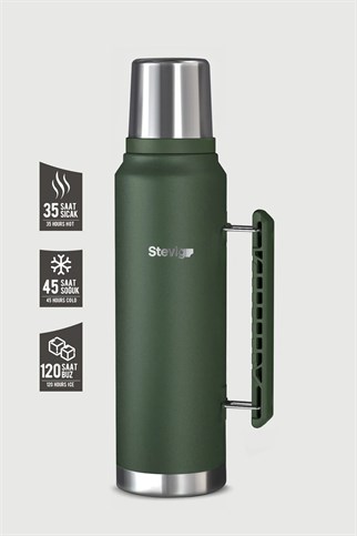 Stevig 1 Camper Klasik Kulplu Sızdırmaz Çelik Termos Green 1.2 lt