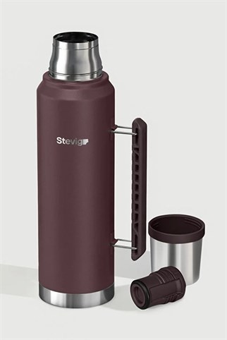 Stevig 1 Camper Klasik Kulplu Sızdırmaz Çelik Termos Dark Plum 1.2 lt