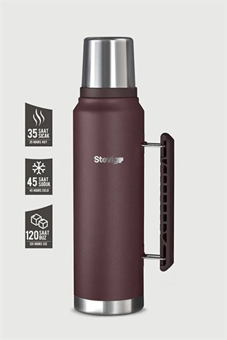 Stevig 1 Camper Klasik Kulplu Sızdırmaz Çelik Termos Dark Plum 1.2 lt