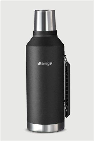 Stevig 1 Camper Klasik Kulplu Sızdırmaz Çelik Termos Black 2.2 lt