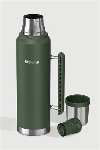 Stevig 1 Camper Klasik Kulplu Sızdırmaz Çelik Termos Green 1.2 lt
