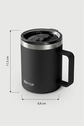 Stevig 1 Cap Daily Mug Kupa Çelik Termos Black 350 ml
