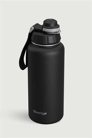 Stevig 1 Hand Leak-Proof Sızdırmaz Çelik Termos Black 1000 ml