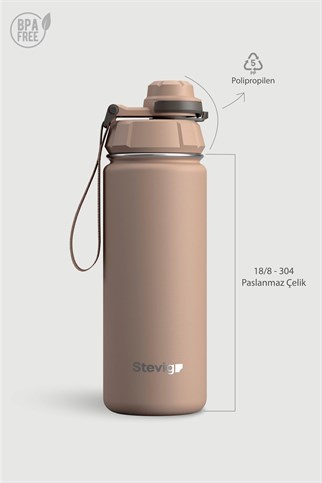 Stevig 1 Hand Leak-Proof Sızdırmaz Çelik Termos Light Brown 500 ml