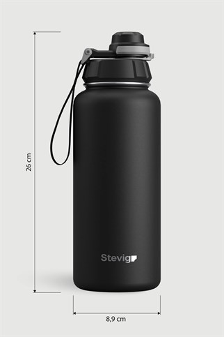 Stevig 1 Hand Leak-Proof Sızdırmaz Çelik Termos Black 1000 ml