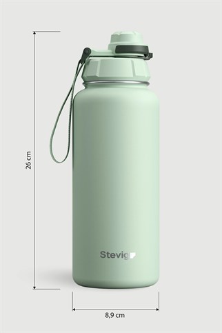 Stevig 1 Hand Leak-Proof Sızdırmaz Çelik Termos Smoke Green 1000 ml