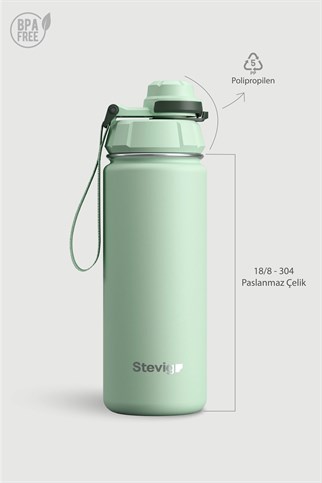 Stevig 1 Hand Leak-Proof Sızdırmaz Çelik Termos Smoke Green 500 ml