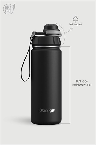 Stevig 1 Hand Leak-Proof Sızdırmaz Çelik Termos Black 500 ml