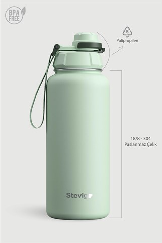 Stevig 1 Hand Leak-Proof Sızdırmaz Çelik Termos Smoke Green 1000 ml