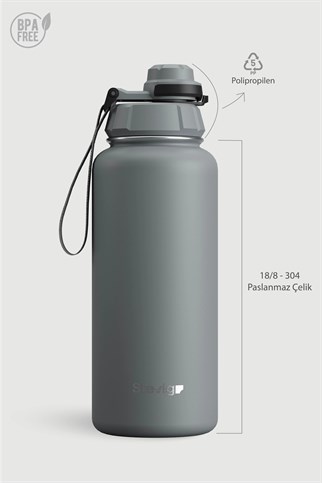 Stevig 1 Hand Leak-Proof Sızdırmaz Çelik Termos Grey 1000 ml