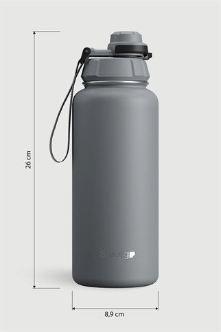 Stevig 1 Hand Leak-Proof Sızdırmaz Çelik Termos Grey 1000 ml