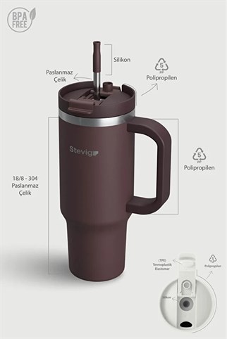 Stevig 2 Moods Tuck-In Tumbler Sızdırmaz Çelik Termos Chocolate Plum 900 ml