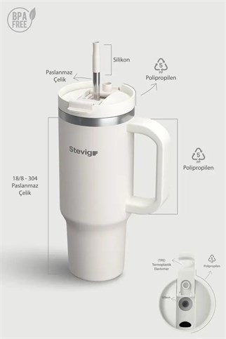 Stevig 2 Moods Tuck-In Tumbler Sızdırmaz Çelik Termos White Sand 900 ml