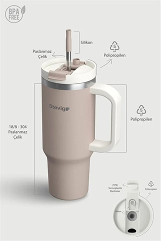 Stevig 2 Moods Tuck-In Tumbler Sızdırmaz Çelik Termos Pure Cashmere 900 ml