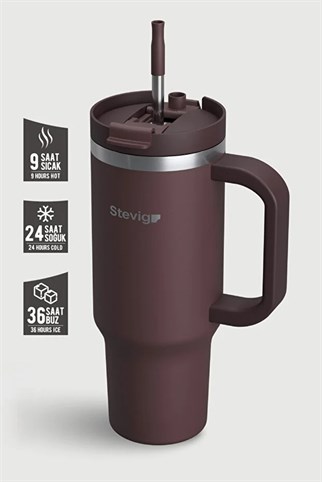 Stevig 2 Moods Tuck-In Tumbler Sızdırmaz Çelik Termos Chocolate Plum 900 ml